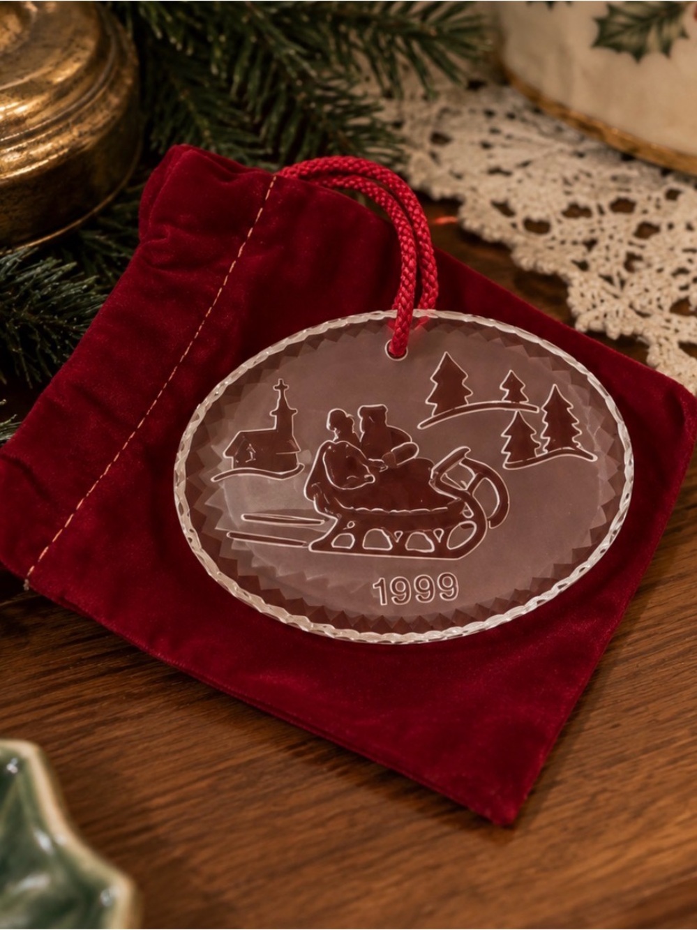 1999 Waterford Crystal "Sleighride" Christmas Ornament